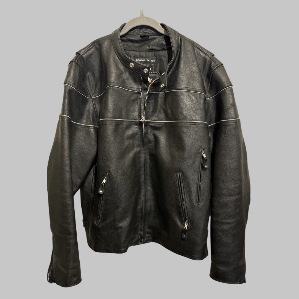 Wild Wear Leather Jacket Mens XL Black Biker Motorcycle Cruiser Punk Rock Goth